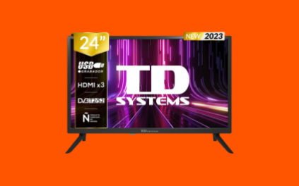 TD Systems - Televisores 24 Pulgadas Led HD, USB Grabador Reproductor, Sintonizador Digital DVB-T2CS2 - PRIME24X14H